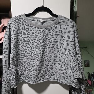 Gray Leopard Print Women's Top